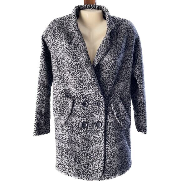 ASTR Black Gray Leopard Print Blazer Jacket Breasted Sz XS - Picture 1 of 9